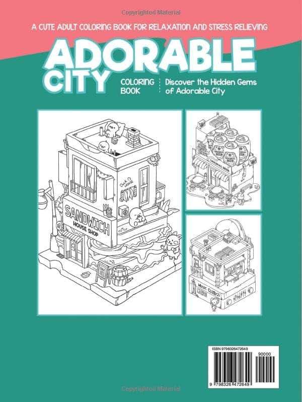 Adorable City: Discover the Hidden Gems of Adorable City , A Cute Adult Coloring Book For Relaxation and Stress Relieving - Image 2