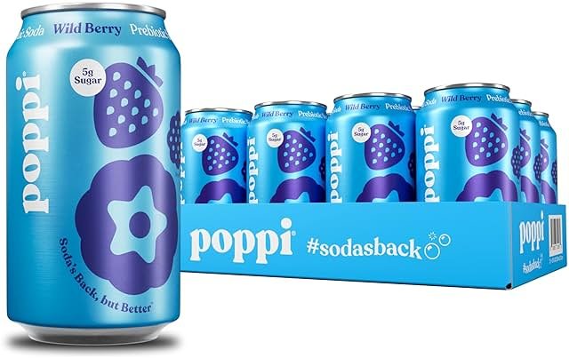 Poppi Prebiotic Soda, Sparkling Water & Fruit Juice, Wild Berry, 12 Oz, 12 Pack - Product Image