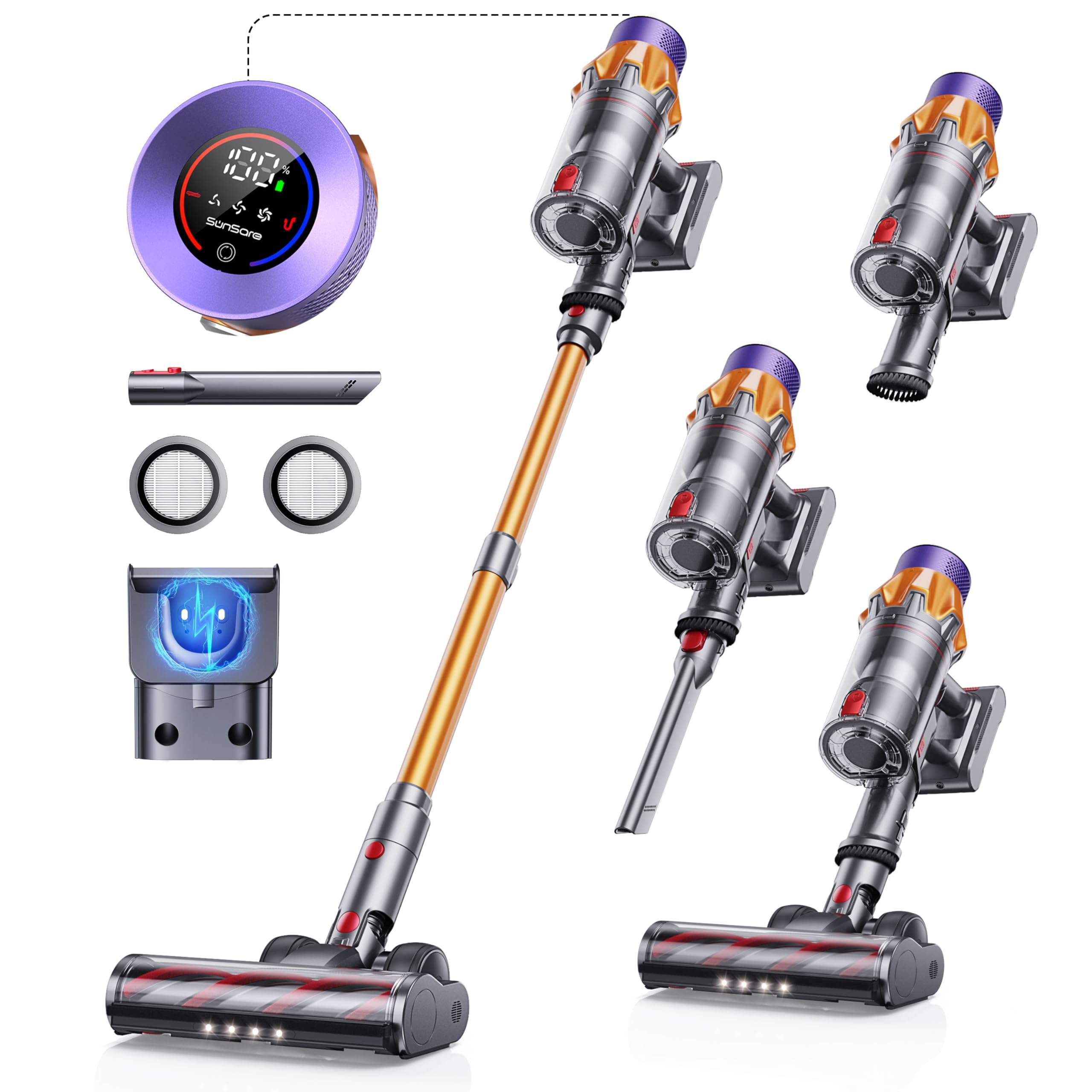 Cordless Vacuum Cleaner, 600W 50KPA 65Mins Cordless Stick Vacuum Cleaner With Touch Screen, Self-Standing,Wall Mount Charging, Handheld Vacuum Cleaners for Home/Pet Hair/Carpets/Hard Floors(X7A) - Image 1