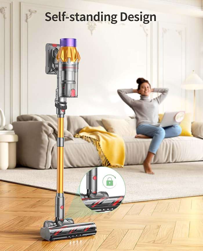 Cordless Vacuum Cleaner, 600W 50KPA 65Mins Cordless Stick Vacuum Cleaner With Touch Screen, Self-Standing,Wall Mount Charging, Handheld Vacuum Cleaners for Home/Pet Hair/Carpets/Hard Floors(X7A) - Image 4