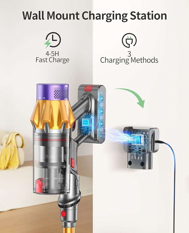 Cordless Vacuum Cleaner, 600W 50KPA 65Mins Cordless Stick Vacuum Cleaner With Touch Screen, Self-Standing,Wall Mount Charging, Handheld Vacuum Cleaners for Home/Pet Hair/Carpets/Hard Floors(X7A) - Image 7