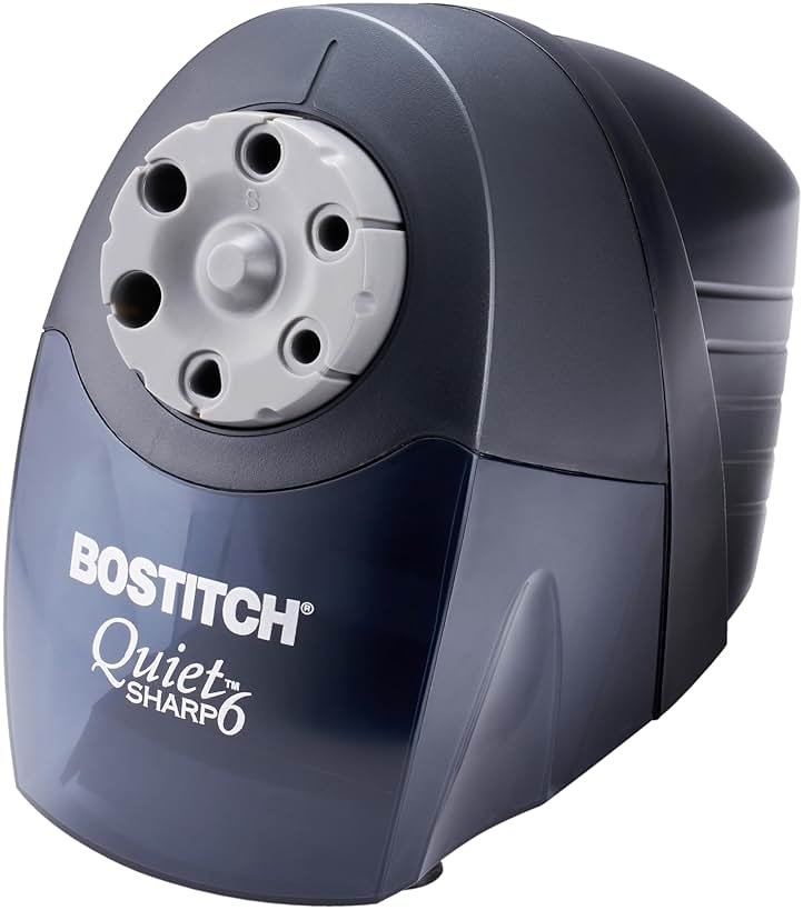 Bostitch Office QuietSharp 6 Electric Pencil Sharpener, Heavy Duty Classroom Sharpener, Size Selector with 6 Different Sizes, Perfect for Classroom and Homeschool Use, Black - Product Image