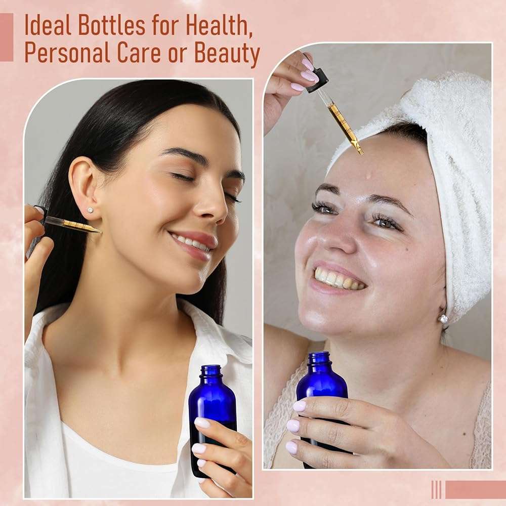 4 Pack 4oz Glass Dropper Bottles with Measured Dropper - 120ml Dark Blue Tincture Bottles with Calibrated Glass Eye Droppers (1ml), Leakproof Essential Oils Bottles for Health, Personal Care & Beauty - Image 6