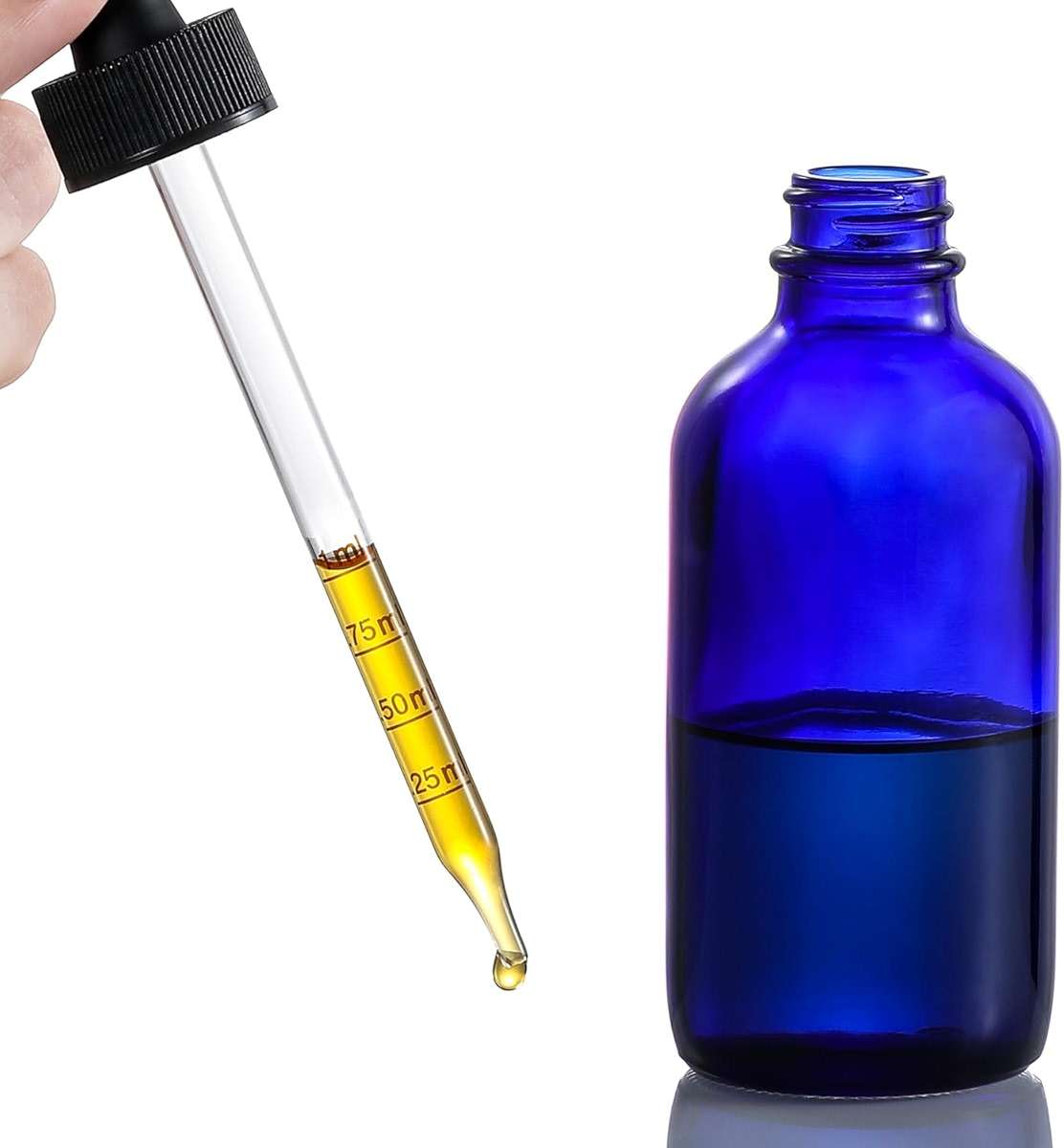 4 Pack 4oz Glass Dropper Bottles with Measured Dropper - 120ml Dark Blue Tincture Bottles with Calibrated Glass Eye Droppers (1ml), Leakproof Essential Oils Bottles for Health, Personal Care & Beauty - Image 9