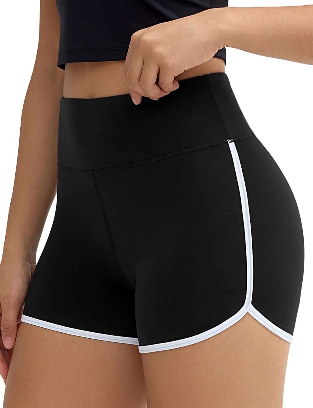 THE GYM PEOPLE Women's High Waist Workout Shorts Breathable Dolphin Split Elastic Lounge Yoga Shorts - Image 1