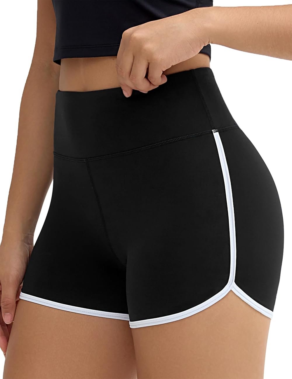 THE GYM PEOPLE Women's High Waist Workout Shorts Breathable Dolphin Split Elastic Lounge Yoga Shorts - Product Image