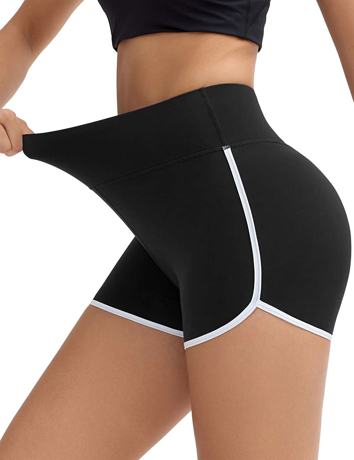 THE GYM PEOPLE Women's High Waist Workout Shorts Breathable Dolphin Split Elastic Lounge Yoga Shorts - Image 2