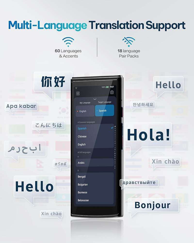 iFLYTEK AI Language Translator Device — 60 Languages, Real-Time Split-Screen & Two-Way Instant Voice Translation, 18 Offline Packs, 2-Year Global Data for K-12 Education, Business, Travel - Image 5