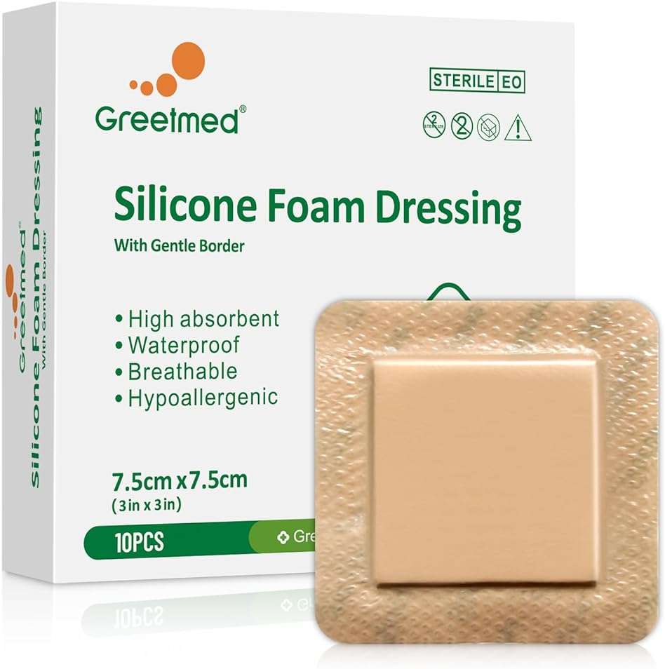 Silicone Foam Dressing 3x3 Inch with Border 10 Packs Adhesive Waterproof Wound Dressing Bandages for Wound Care High Absorbency Foam Pad Bandaid - Image 1
