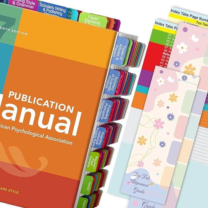 Index Tabs for the APA Publication Manual 7th Edition, Book Tabs of The American Psychological Association (Book not Included), 82 Printed Tabs for Every Chapter, Laminated & Color-Coded - Product Image