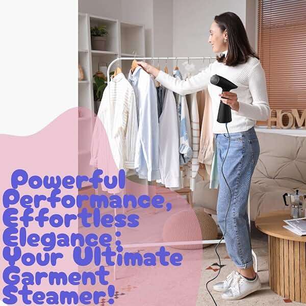 Travel Garment Steamer, Handheld Steamer for Clothes, Fast Heat-Up in 30 Seconds, 1000W Portable Steamer with 120ml Water Tank, Removes Wrinkles from Clothes, Garments, and Fabrics - Image 3