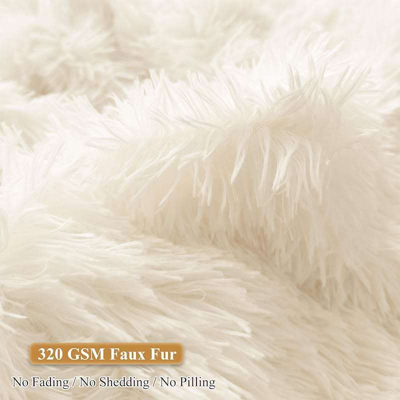 XeGe Fluffy Stuffed Animal Storage Bean Bag Chair Cover(No Filler), Washable Soft Bean Bag Cover for Plush Toys or Textile, Plush Shaggy Large Bean Bag for Adults Kids Teens, Beige - Image 6