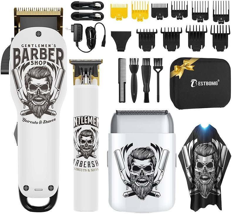 BESTBOMG® Hair Clippers for Men Professional, Hair Clipper, Beard Trimmer & Electric Shaver Kit, Zero-Gapped T-Blade Barber Grooming Kit, LED Display, Rechargeable, Gifts for Men - Product Image
