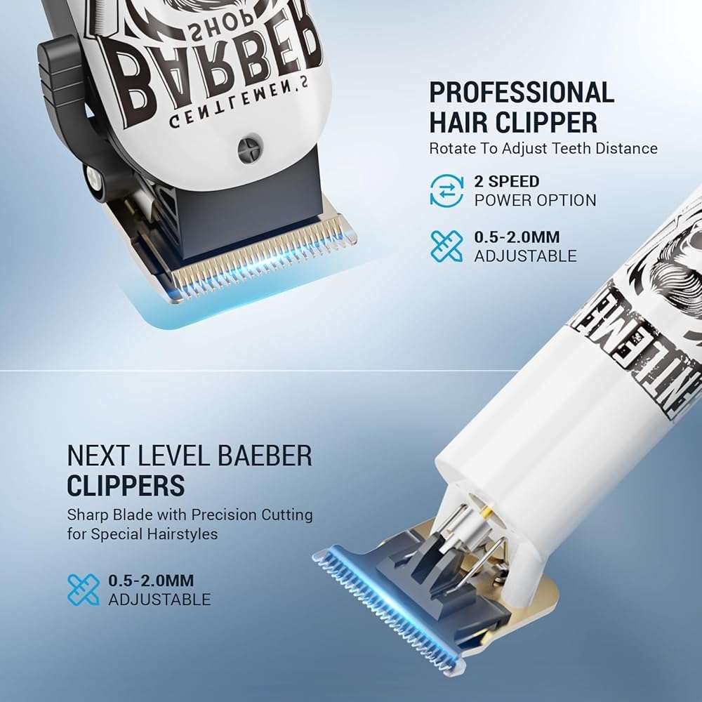 BESTBOMG® Hair Clippers for Men Professional, Hair Clipper, Beard Trimmer & Electric Shaver Kit, Zero-Gapped T-Blade Barber Grooming Kit, LED Display, Rechargeable, Gifts for Men - Image 2