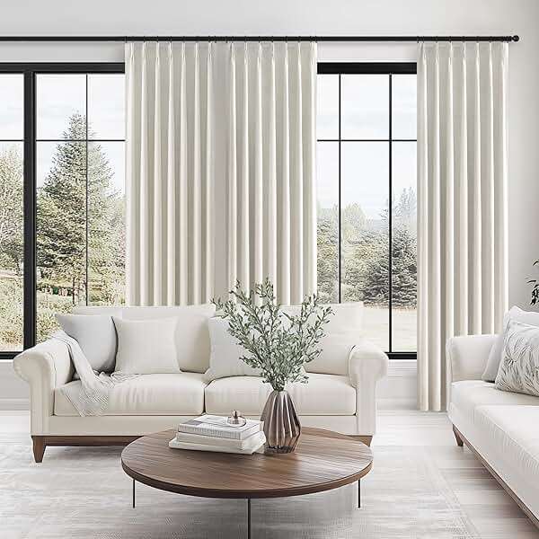Topfinel 96 Inches Long Pinch Pleated 100% Blackout Curtains,Thermal Insulated Natural Linen Pinch Pleat Viral Drapes with Hooks Rings 2 Panel Sets,Neutral Beige Ivory 8FT Back Tab Window Curtains - Image 7