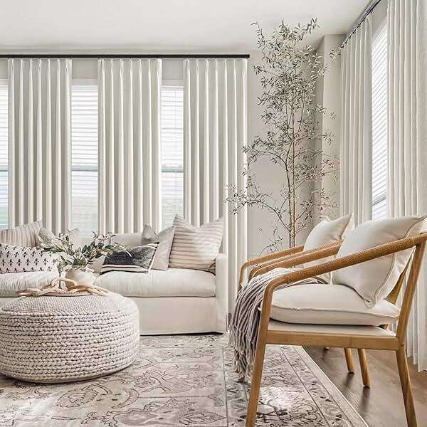 Topfinel 96 Inches Long Pinch Pleated 100% Blackout Curtains,Thermal Insulated Natural Linen Pinch Pleat Viral Drapes with Hooks Rings 2 Panel Sets,Neutral Beige Ivory 8FT Back Tab Window Curtains - Image 8
