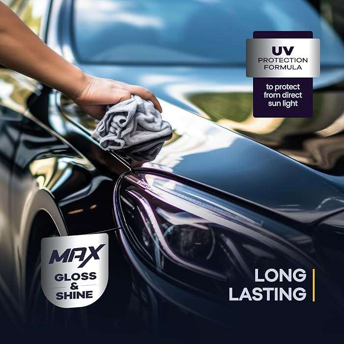 GLOMAX Ceramic Coating For Cars (16 oz.) - Hydrophobic Ceramic Car Wax Spray With Added UV PROTECTION - LONG LASTING Shiny Car Stuff - Spray Wax For Cars With 2 Micro Fiber Towels, Waterless Wash - Image 3