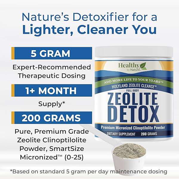 HolyLand Zeolite Cleanse - Zeolite Detox Powder (7.05oz 200 Gram) - Clinoptilolite Natural Activated - Micronized 0-25 - Full Body Detox for Women, Men - Supports Energy, Focus, Immunity, Gut Health - Image 2