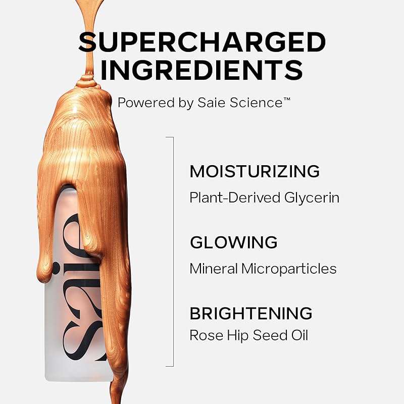 Saie Mini Glowy Super Gel Lightweight llluminator & Makeup Primer - Sunglow (0.5 oz) + Dew Blush - Lightweight Liquid Blush with a Blendable + Buildable Cream Finish - Sweetie (.40 oz) - Image 4