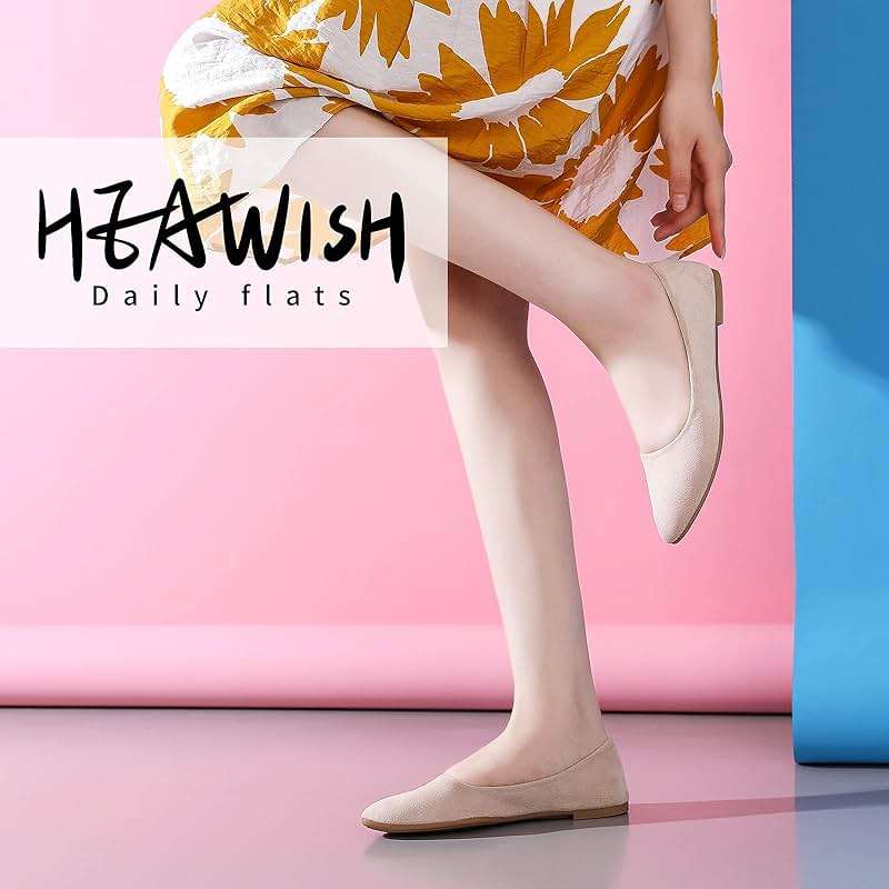 HEAWISH Women’s Black Flats Shoes Comfortable Suede Pointed Toe Slip On Casual Ballet Flats Dress Shoes Nude Flats - Image 2