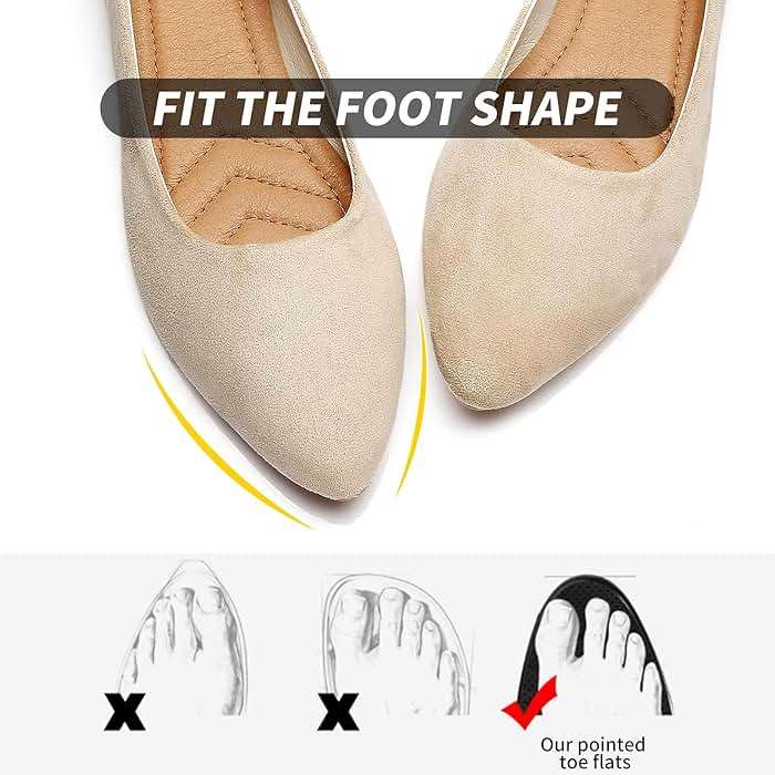 HEAWISH Women’s Black Flats Shoes Comfortable Suede Pointed Toe Slip On Casual Ballet Flats Dress Shoes Nude Flats - Image 4
