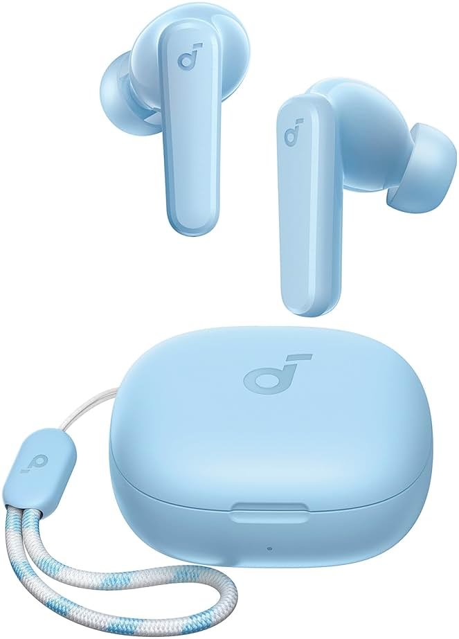 Soundcore by Anker P20i True Wireless Earbuds, 10mm Drivers with Big Bass, Bluetooth 5.3, 30H Long Playtime, Water-Resistant, 2 Mics for AI Clear Calls, 22 Preset EQs, Customization (Light Blue) - Product Image