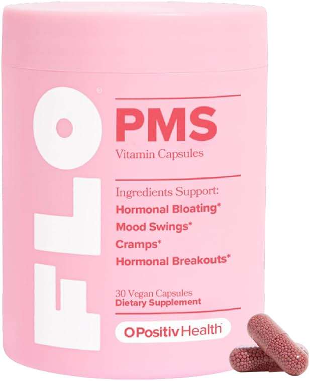 O Positiv FLO PMS Vitamins for Women, 30 Servings (Pack of 1) - Proactive PMS Relief - Targets Hormonal Breakouts, Bloating, Cramps, & Mood Swings with Chasteberry, Vitamin B6, & Lemon Balm - Image 1