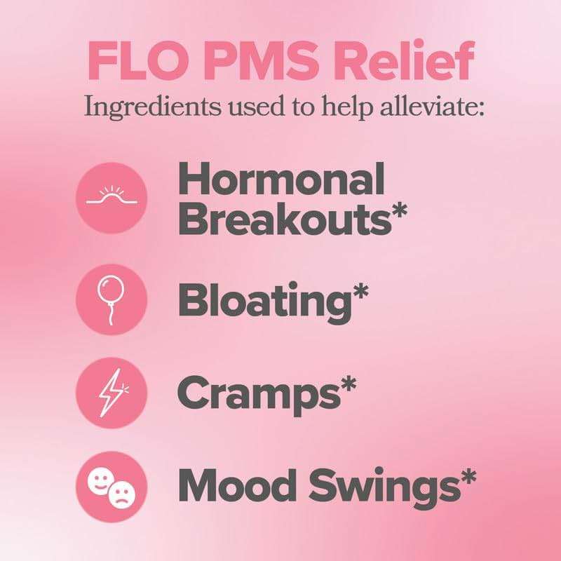O Positiv FLO PMS Vitamins for Women, 30 Servings (Pack of 1) - Proactive PMS Relief - Targets Hormonal Breakouts, Bloating, Cramps, & Mood Swings with Chasteberry, Vitamin B6, & Lemon Balm - Image 2