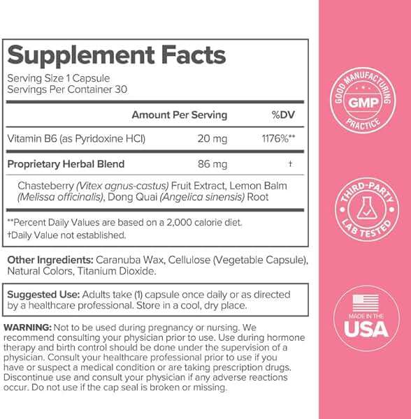 O Positiv FLO PMS Vitamins for Women, 30 Servings (Pack of 1) - Proactive PMS Relief - Targets Hormonal Breakouts, Bloating, Cramps, & Mood Swings with Chasteberry, Vitamin B6, & Lemon Balm - Image 5