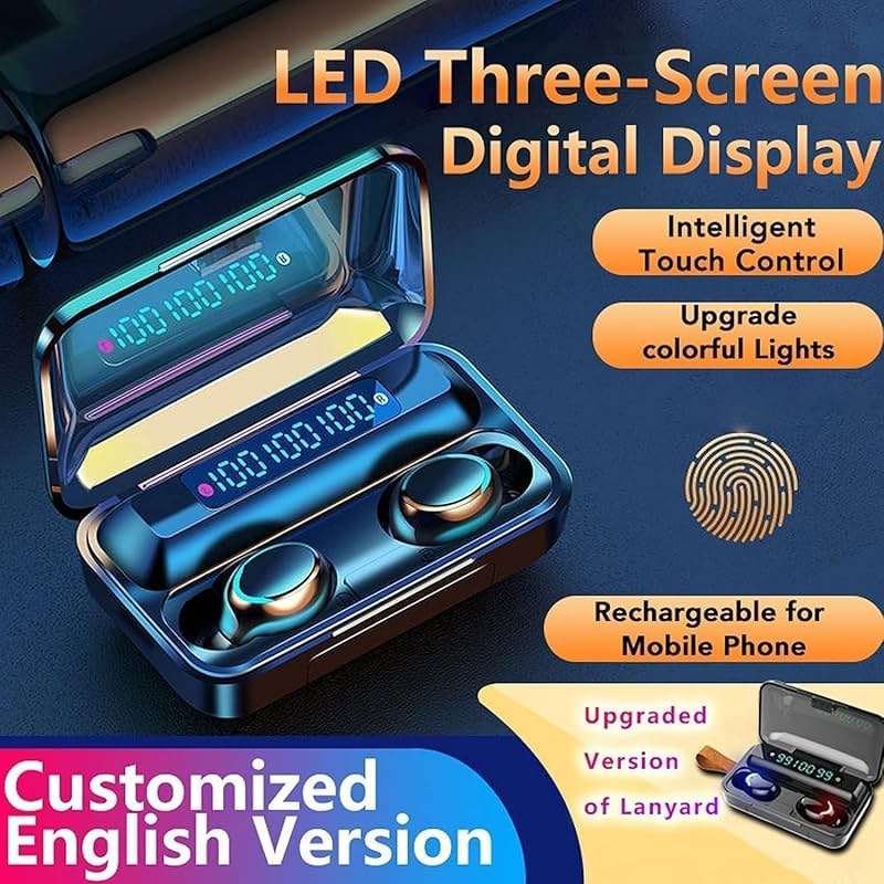 MOYAWSDGN Wireless Earphones, Wireless Earbuds, HiFi Stereo, Bluetooth 5.3 Touch Control Noise Rduction Headphones, Mini Eear Buds Mic in-Ear Headphones IP7 Waterproof Led Display for Smartphone - Image 2