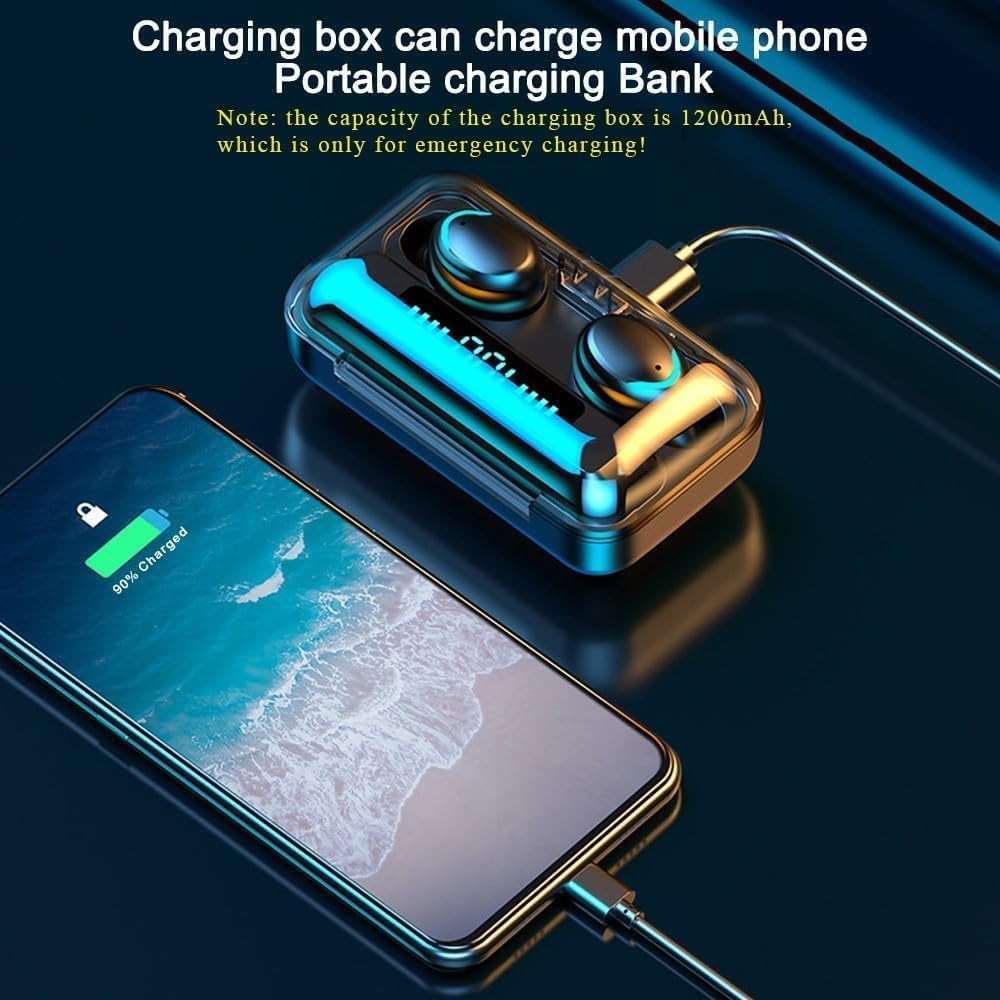 MOYAWSDGN Wireless Earphones, Wireless Earbuds, HiFi Stereo, Bluetooth 5.3 Touch Control Noise Rduction Headphones, Mini Eear Buds Mic in-Ear Headphones IP7 Waterproof Led Display for Smartphone - Image 6