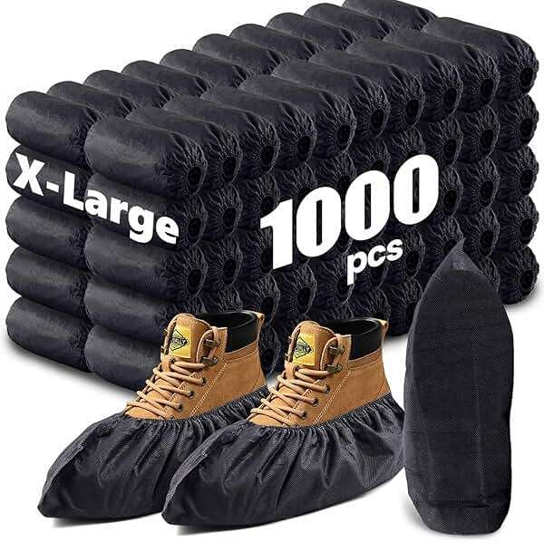 1000 Pack Shoe Covers Disposable Non Slip Shoe Booties Covers X-Large Durable Shoe & Boot Covers Premium Non-Woven Fabric Boot Covers for Indoors Booties Shoes Protectors Coverings(500 Pairs) - Image 1