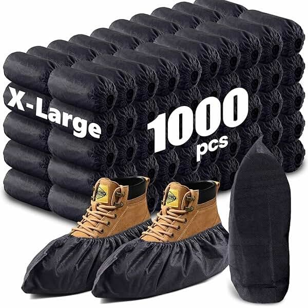 1000 Pack Shoe Covers Disposable Non Slip Shoe Booties Covers X-Large Durable Shoe & Boot Covers Premium Non-Woven Fabric Boot Covers for Indoors Booties Shoes Protectors Coverings(500 Pairs) - Product Image