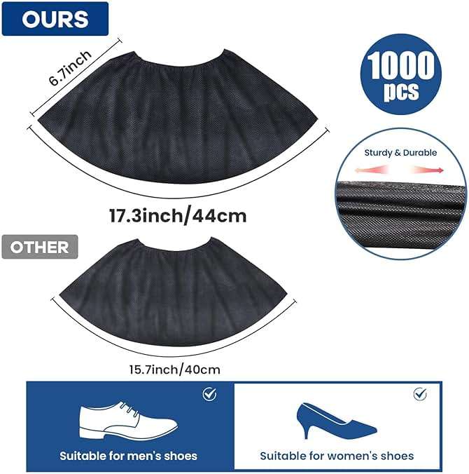 1000 Pack Shoe Covers Disposable Non Slip Shoe Booties Covers X-Large Durable Shoe & Boot Covers Premium Non-Woven Fabric Boot Covers for Indoors Booties Shoes Protectors Coverings(500 Pairs) - Image 2