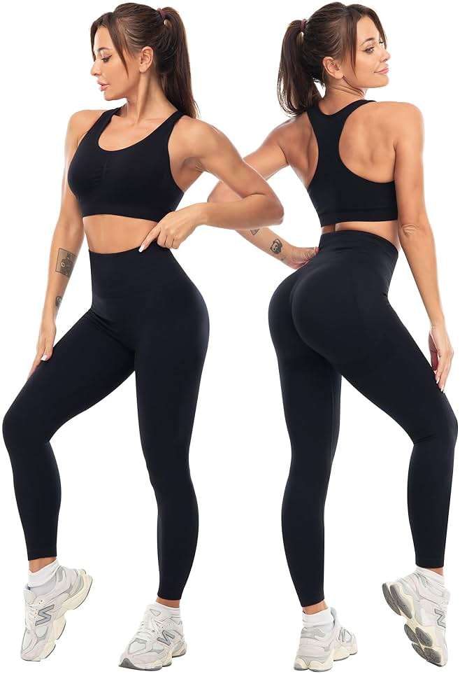 SALSPOR 3 Piece Workout Sets for Women Butt Lifting Leggings with High Impact Sports Bra Gym Shorts - Image 3