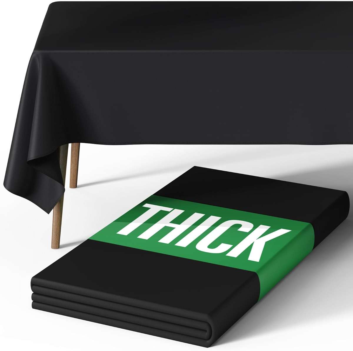 Pureegg Rectangle Table Cloth 60" x 84" – Durable Polyester Tablecloth Offers Reusable & Washable Protection, Ideal for Outdoor Party, Picnic, Wedding, Banquet and Birthday, 1 Pack, Black - Image 1
