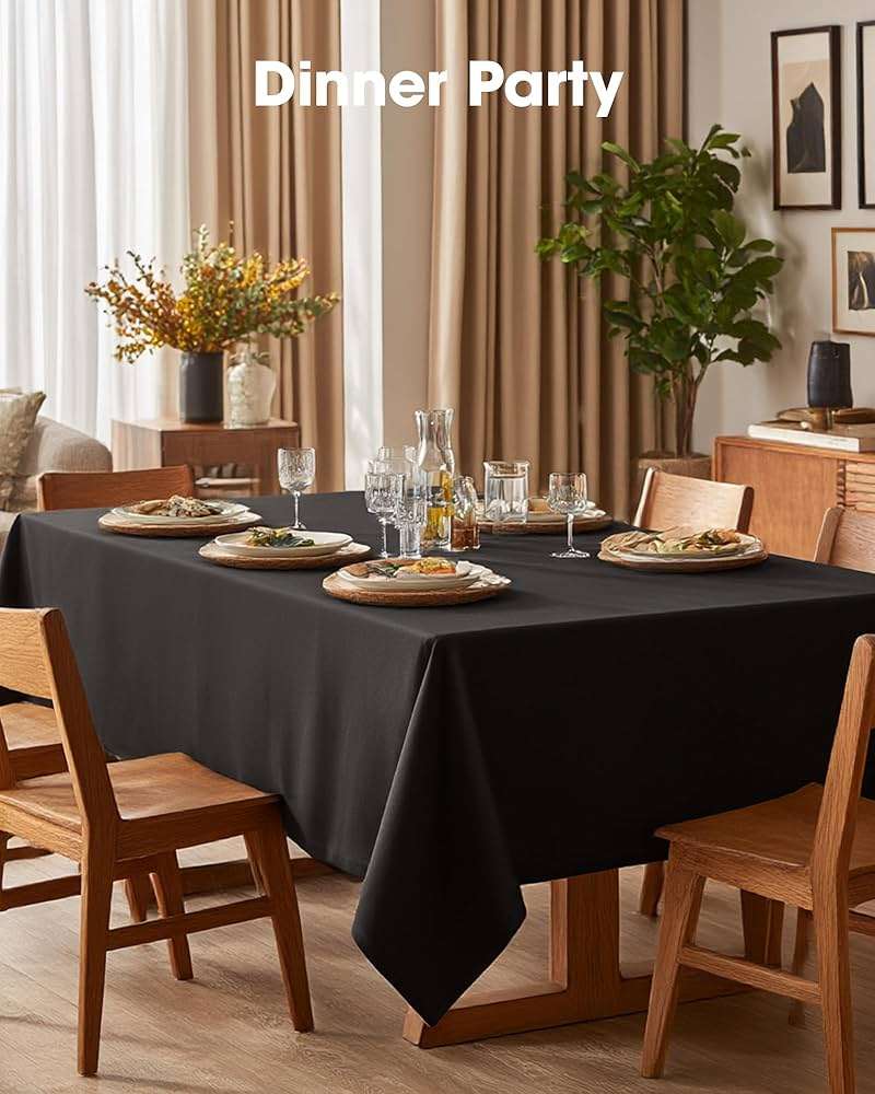Pureegg Rectangle Table Cloth 60" x 84" – Durable Polyester Tablecloth Offers Reusable & Washable Protection, Ideal for Outdoor Party, Picnic, Wedding, Banquet and Birthday, 1 Pack, Black - Image 2