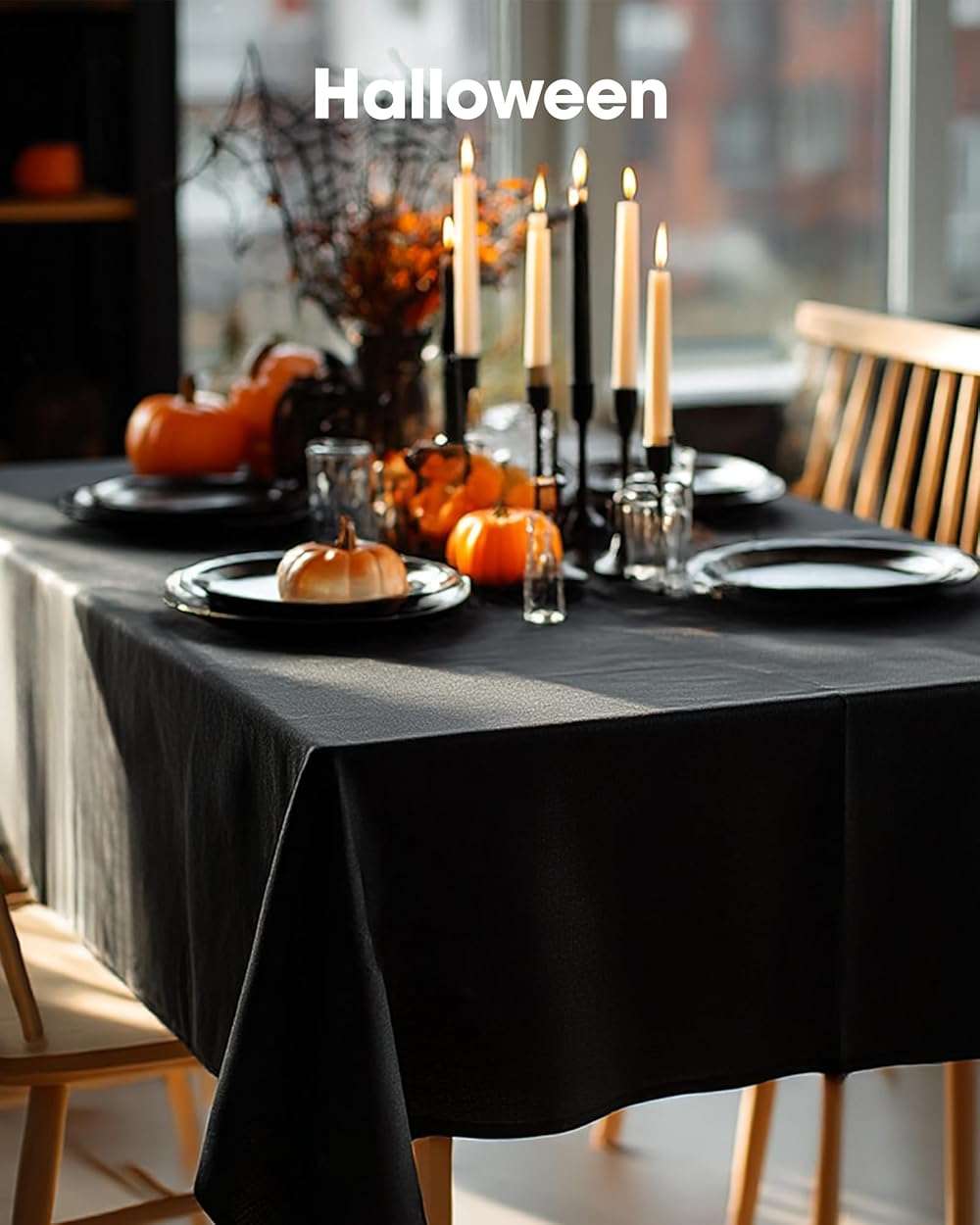 Pureegg Rectangle Table Cloth 60" x 84" – Durable Polyester Tablecloth Offers Reusable & Washable Protection, Ideal for Outdoor Party, Picnic, Wedding, Banquet and Birthday, 1 Pack, Black - Image 3