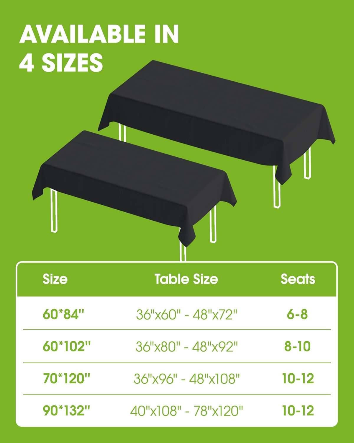 Pureegg Rectangle Table Cloth 60" x 84" – Durable Polyester Tablecloth Offers Reusable & Washable Protection, Ideal for Outdoor Party, Picnic, Wedding, Banquet and Birthday, 1 Pack, Black - Image 8