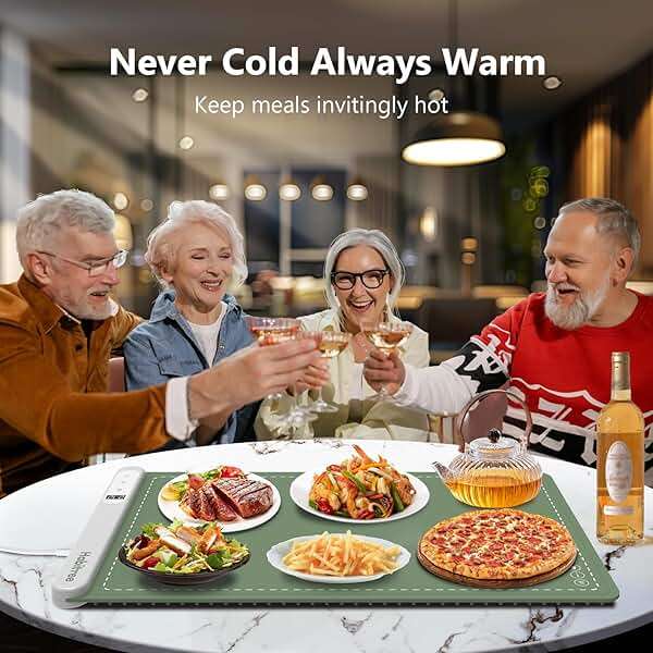 Food Warming Mat - Day Gifts & Kitchen Gadget, Electric Warming Tray with 6 Heat Settings,6 Timers,Graphene Rapid Heating, Portable & Rollable,Easy Clean-Food Warmers for Parties, Buffets & Daily Use - Image 7