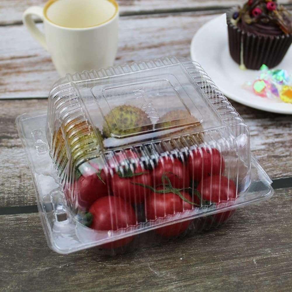 AHKUNMT Cake Slice Containers,25PC Square Plastic Hinged Food Container Individual Clamshell Food Containers Disposable Plastic To Go Containers Takeout Tray for Salads (25) - Image 2