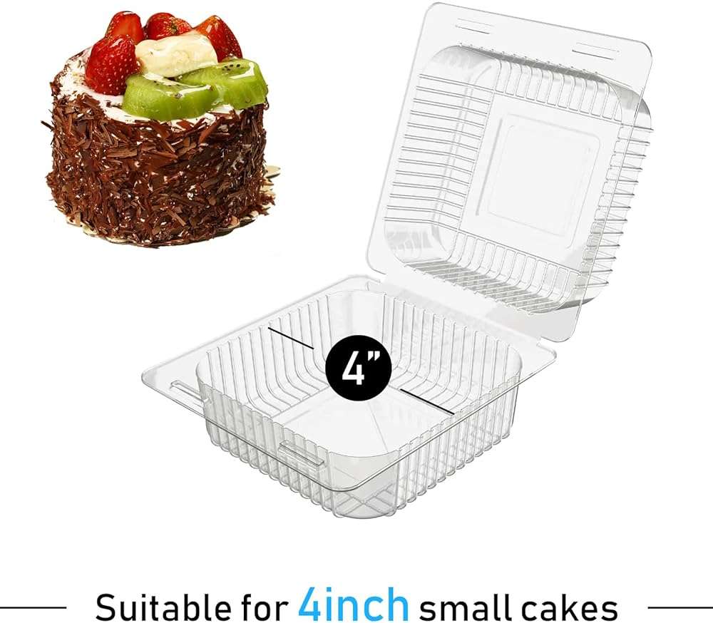 AHKUNMT Cake Slice Containers,25PC Square Plastic Hinged Food Container Individual Clamshell Food Containers Disposable Plastic To Go Containers Takeout Tray for Salads (25) - Image 4