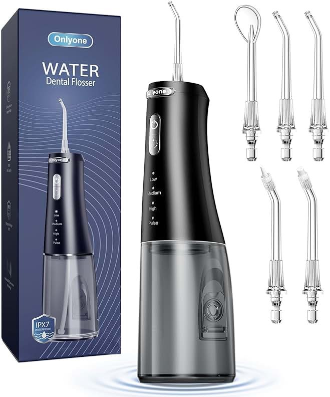 Onlyone Rechargeable Cordless Water Flosser with Adjustable Water Pressure for Daily Oral Care, Power Dental Flosser for Home and Travel Use, Portable Oral Irrigator for Sensitive Gums and Braces Care - Product Image