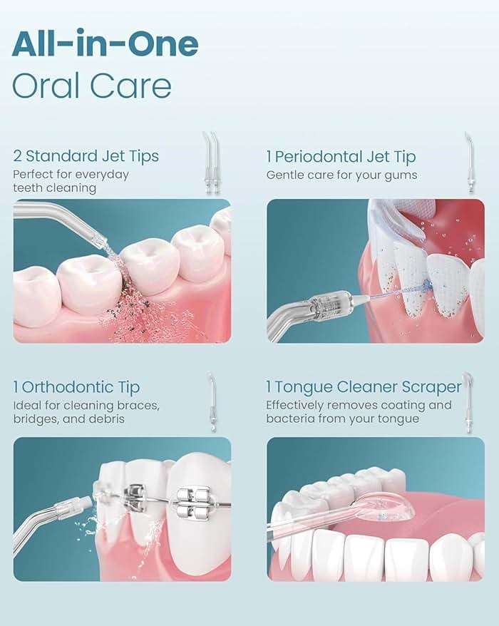 Onlyone Rechargeable Cordless Water Flosser with Adjustable Water Pressure for Daily Oral Care, Power Dental Flosser for Home and Travel Use, Portable Oral Irrigator for Sensitive Gums and Braces Care - Image 4