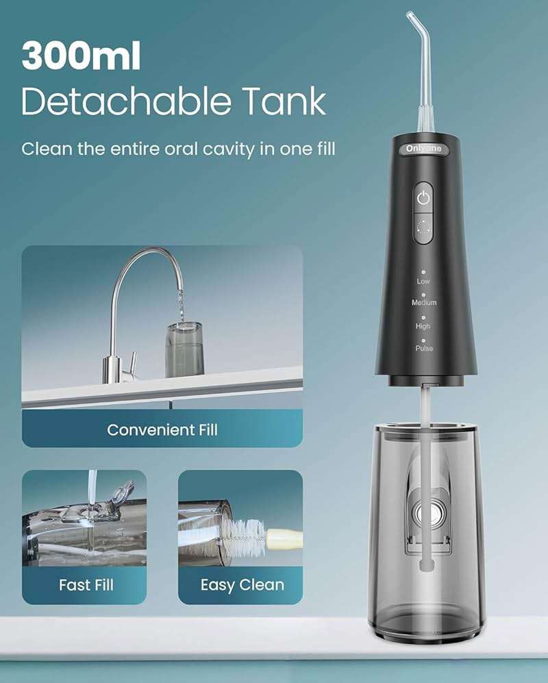 Onlyone Rechargeable Cordless Water Flosser with Adjustable Water Pressure for Daily Oral Care, Power Dental Flosser for Home and Travel Use, Portable Oral Irrigator for Sensitive Gums and Braces Care - Image 7