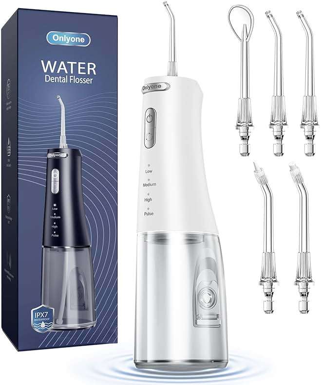 Onlyone Water Flosser — Cordless Dental Water Jet with 4 Pressure Modes, 1500-2000 Pulses/Min, 300ML Tank, IPX7 Waterproof, Rechargeable Portable Oral Irrigator for Braces, Sensitive Gums & Travel - Image 1
