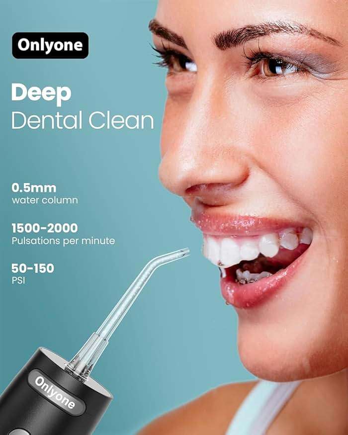 Onlyone Water Flosser — Cordless Dental Water Jet with 4 Pressure Modes, 1500-2000 Pulses/Min, 300ML Tank, IPX7 Waterproof, Rechargeable Portable Oral Irrigator for Braces, Sensitive Gums & Travel - Image 2