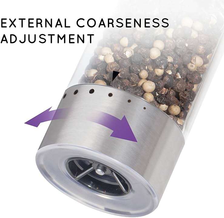 Flendy Electric Salt and Pepper Grinder Set Rechargeable, Automatic Salt and Pepper Grinder Set with Oversized Top Button, Stainless Steel Electric Salt and Pepper Shakers Set - Image 6