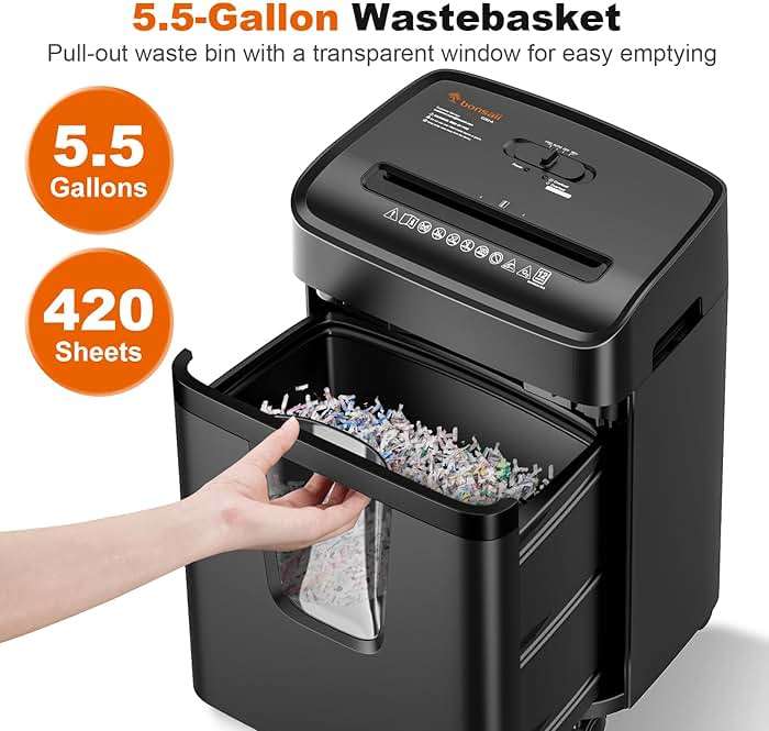 Bonsaii 12 Sheet Paper Shredder for Home Office, Heavy Duty Cross Cut Shredder with 5.5 Gal Pullout Bin, Home Shredder for CDs/Credit Card/Document/Mail, P-4 Security Level - Image 5