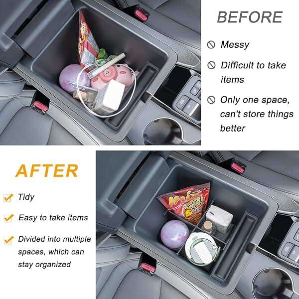 PIMCAR 2-Piece Center Console Organizer & Armrest Divider Set for 2023-2026 Honda Pilot, 2024-2026 Honda Passport/Ridgeline, Custom Fit Durable ABS Plastic Storage Tray - Image 5